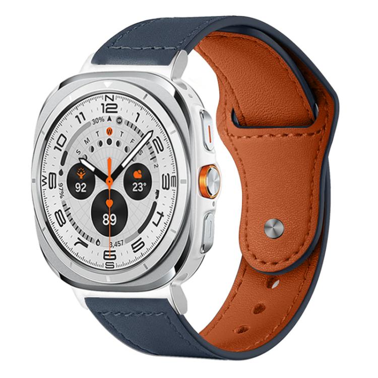 For Samsung Galaxy Watch Ultra / Ultra 2025 xDfind Rivet Buckle Genuine Leather Watch Band(Dark Blue) by xDfind