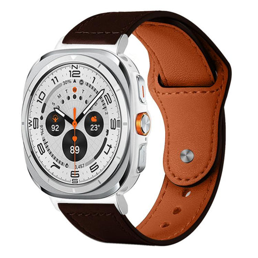 For Samsung Galaxy Watch Ultra / Ultra 2025 xDfind Rivet Buckle Genuine Leather Watch Band(Dark Brown) by xDfind
