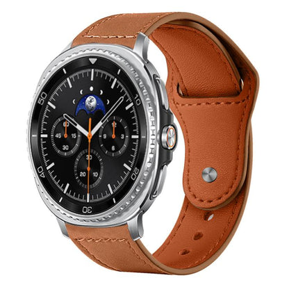 For Samsung Galaxy Watch8 / 8 Classic xDfind Rivet Buckle Genuine Leather Watch Band(Light Brown) by xDfind