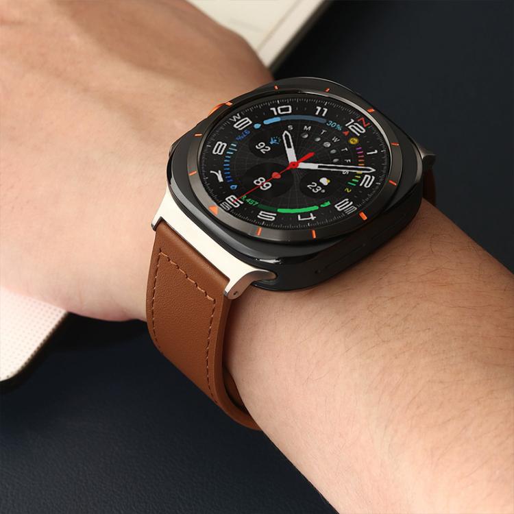 For Samsung Galaxy Watch Ultra / Ultra 2025 xDfind Rivet Buckle Genuine Leather Watch Band(Light Brown) by xDfind