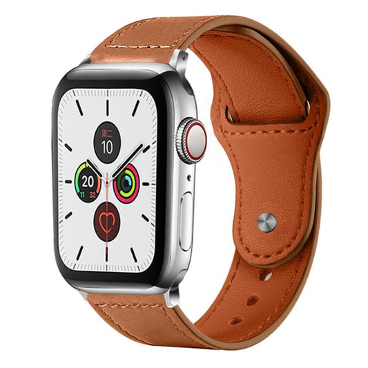 For Apple Watch 42 / 44 / 45 / 46 / 49mm xDfind Rivet Buckle Genuine Leather Watch Band(Light Brown) by xDfind