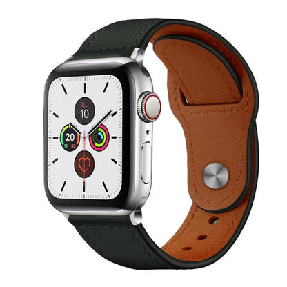 For Apple Watch 42 / 44 / 45 / 46 / 49mm xDfind Rivet Buckle Genuine Leather Watch Band(Green) by xDfind