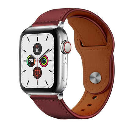 For Apple Watch 42 / 44 / 45 / 46 / 49mm xDfind Rivet Buckle Genuine Leather Watch Band(Hawthorn Red) by xDfind