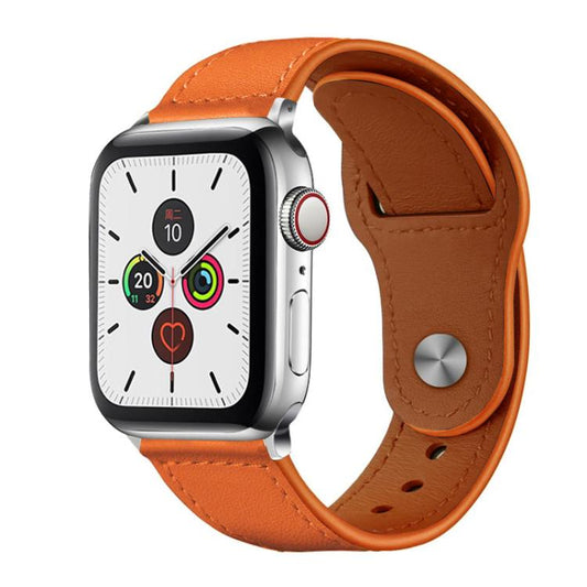 For Apple Watch 38 / 40 / 41 / S10 42mm xDfind Rivet Buckle Genuine Leather Watch Band(Orange) by xDfind