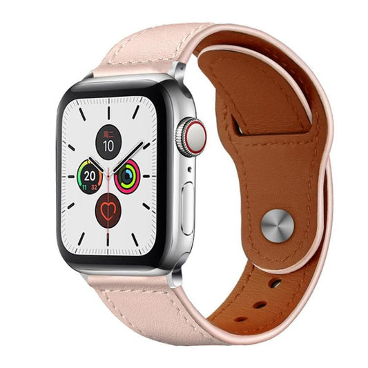 For Apple Watch 38 / 40 / 41 / S10 42mm xDfind Rivet Buckle Genuine Leather Watch Band(Pink) by xDfind