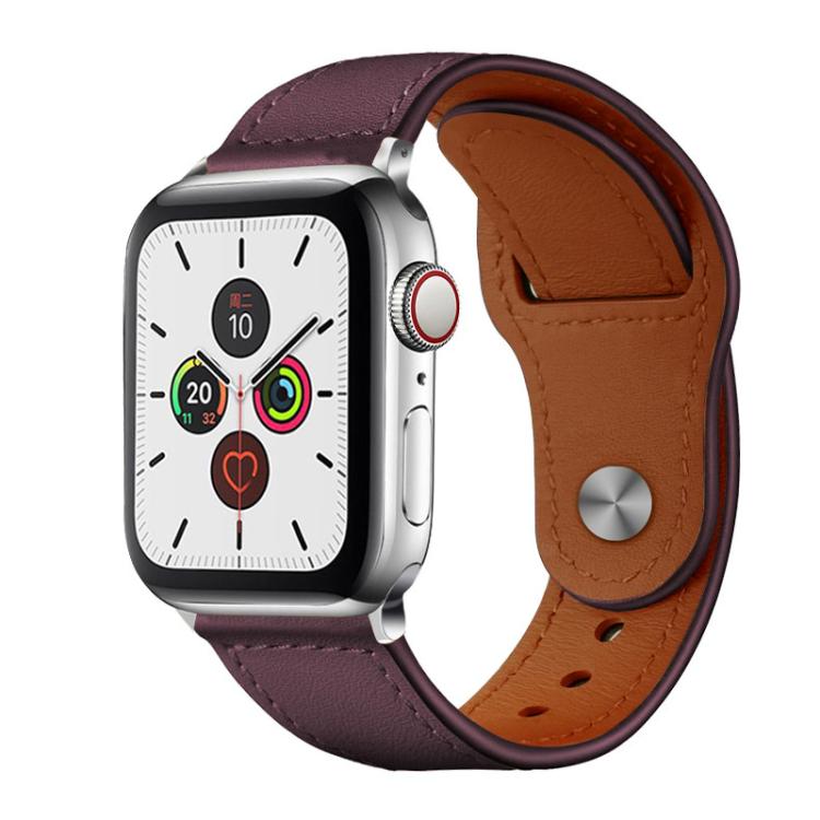 For Apple Watch 38 / 40 / 41 / S10 42mm xDfind Rivet Buckle Genuine Leather Watch Band(Jujube Red) by xDfind