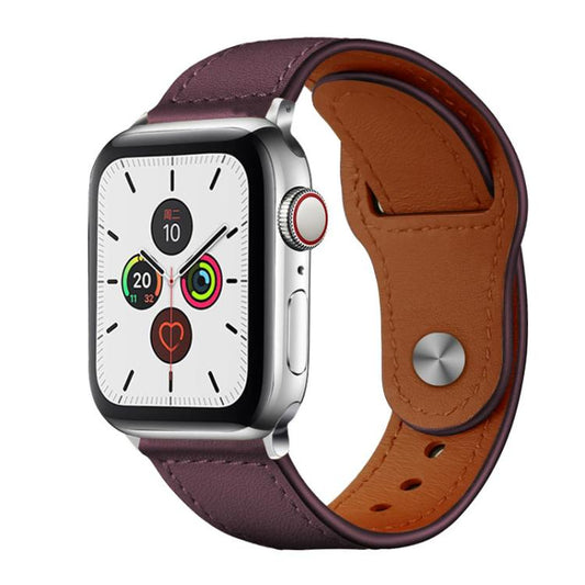 For Apple Watch 38 / 40 / 41 / S10 42mm xDfind Rivet Buckle Genuine Leather Watch Band(Jujube Red) by xDfind