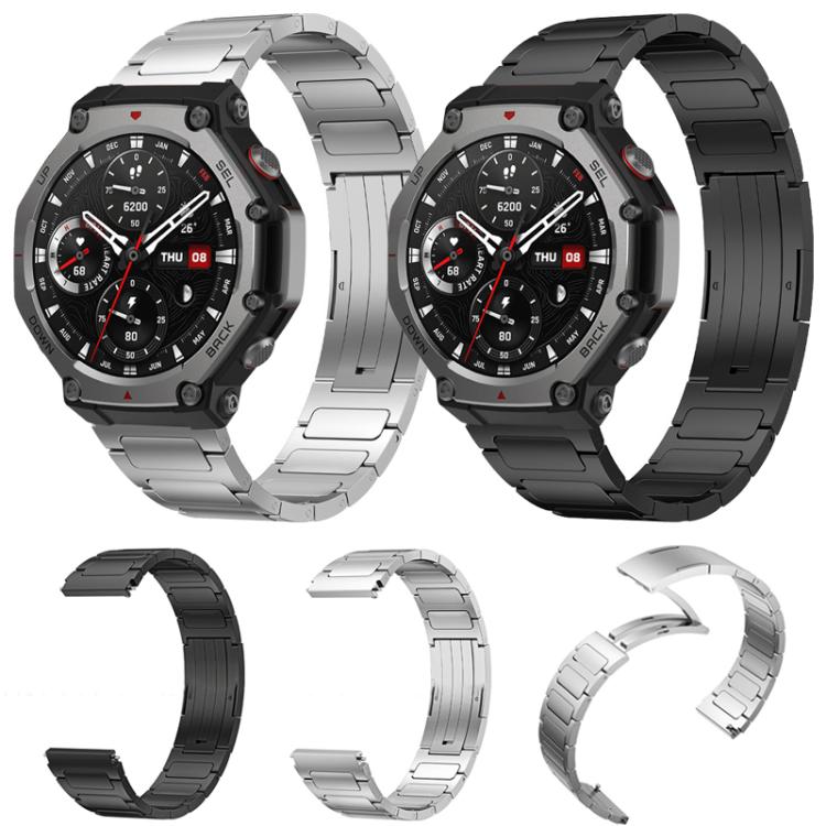 For Amazfit T-Rex 3 xDfind I-Shaped Buckle Stainless Steel Watch Band(Black) by xDfind