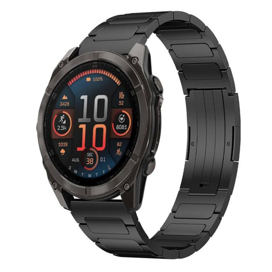 For Garmin Fenix 8/7X/6X/5X 26mm xDfind I-Shaped Buckle Stainless Steel Watch Band(Black) by xDfind