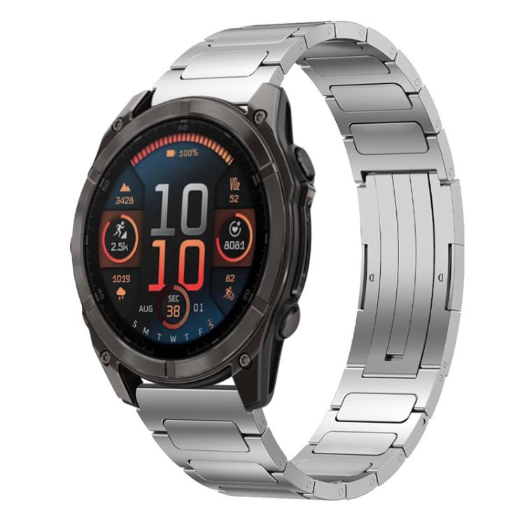 For Garmin Fenix 8/7X/6X/5X 26mm xDfind I-Shaped Buckle Stainless Steel Watch Band(Silver) by xDfind