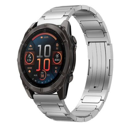 For Garmin Fenix 8/7X/6X/5X 26mm xDfind I-Shaped Buckle Stainless Steel Watch Band(Silver) by xDfind