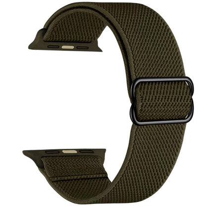 For Apple Watch 42 / 44 / 45 / 46 / 49mm xDfind Adjustable Slide Buckle Elastic Nylon Watch Band(Dark Olive Green) by xDfind