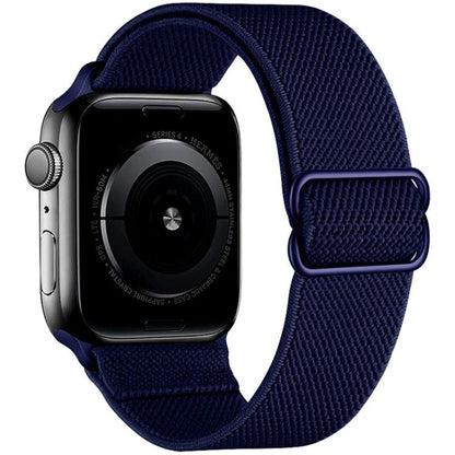 For Apple Watch 42 / 44 / 45 / 46 / 49mm xDfind Adjustable Slide Buckle Elastic Nylon Watch Band(Navy Blue) by xDfind