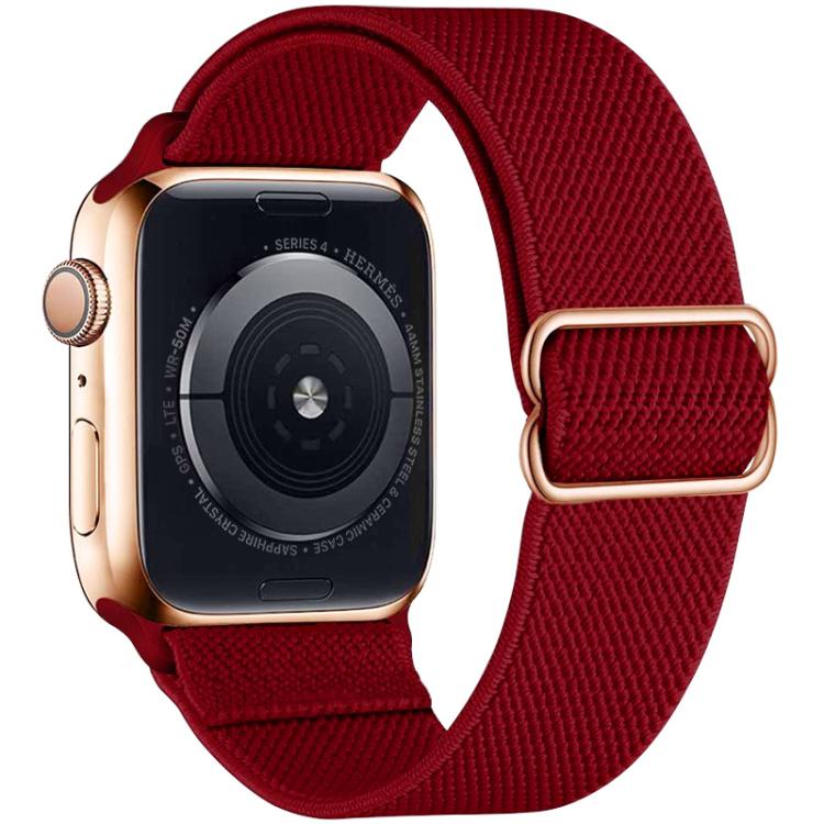For Apple Watch 42 / 44 / 45 / 46 / 49mm xDfind Adjustable Slide Buckle Elastic Nylon Watch Band(Red) by xDfind