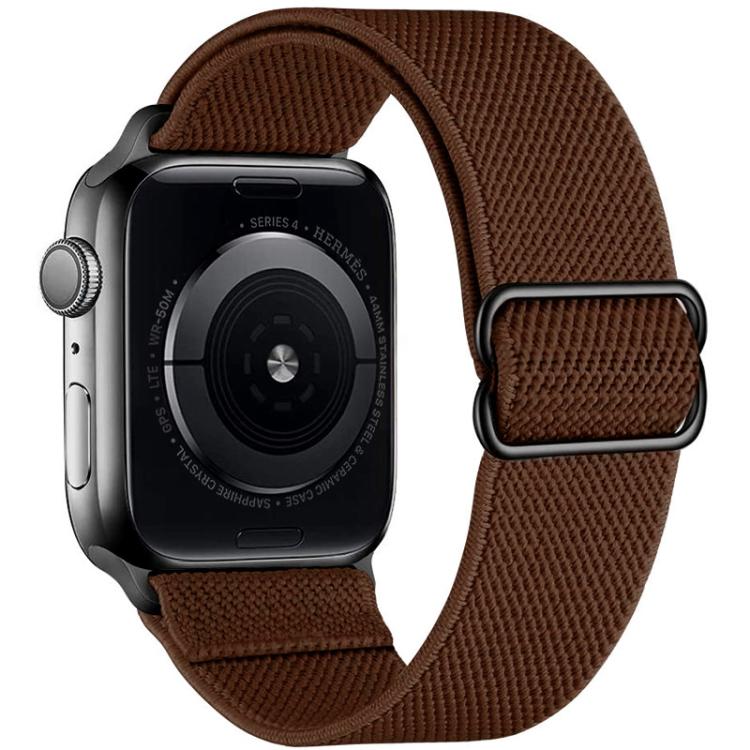 For Apple Watch 42 / 44 / 45 / 46 / 49mm xDfind Adjustable Slide Buckle Elastic Nylon Watch Band(Brown) by xDfind
