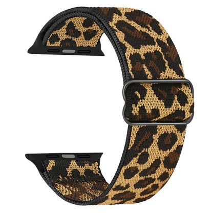 For Apple Watch 42 / 44 / 45 / 46 / 49mm xDfind Adjustable Slide Buckle Elastic Nylon Watch Band(Black Leopard) by xDfind