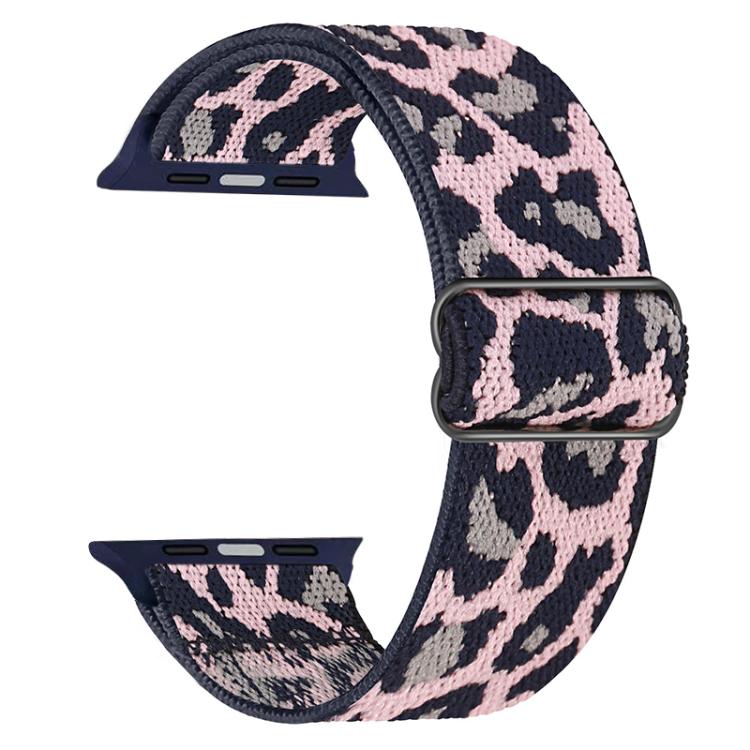 For Apple Watch 42 / 44 / 45 / 46 / 49mm xDfind Adjustable Slide Buckle Elastic Nylon Watch Band(Blue Leopard) by xDfind