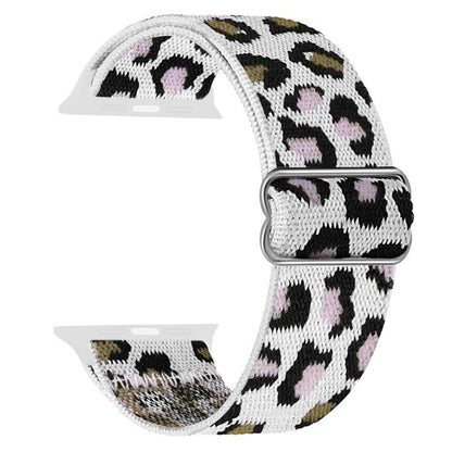 For Apple Watch 38 / 40 / 41 / S10 42mm xDfind Adjustable Slide Buckle Elastic Nylon Watch Band(Purple White Leopard) by xDfind