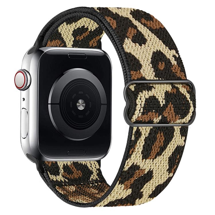 For Apple Watch 38 / 40 / 41 / S10 42mm xDfind Adjustable Slide Buckle Elastic Nylon Watch Band(Yellow Leopard) by xDfind