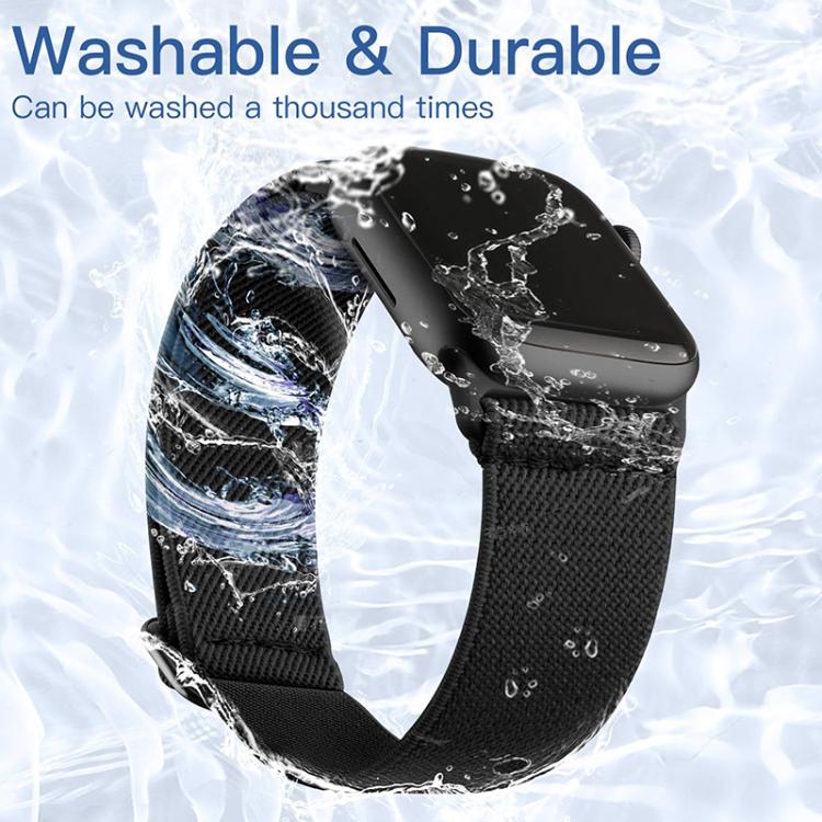 For Apple Watch 42 / 44 / 45 / 46 / 49mm xDfind Adjustable Slide Buckle Elastic Nylon Watch Band(Black) by xDfind