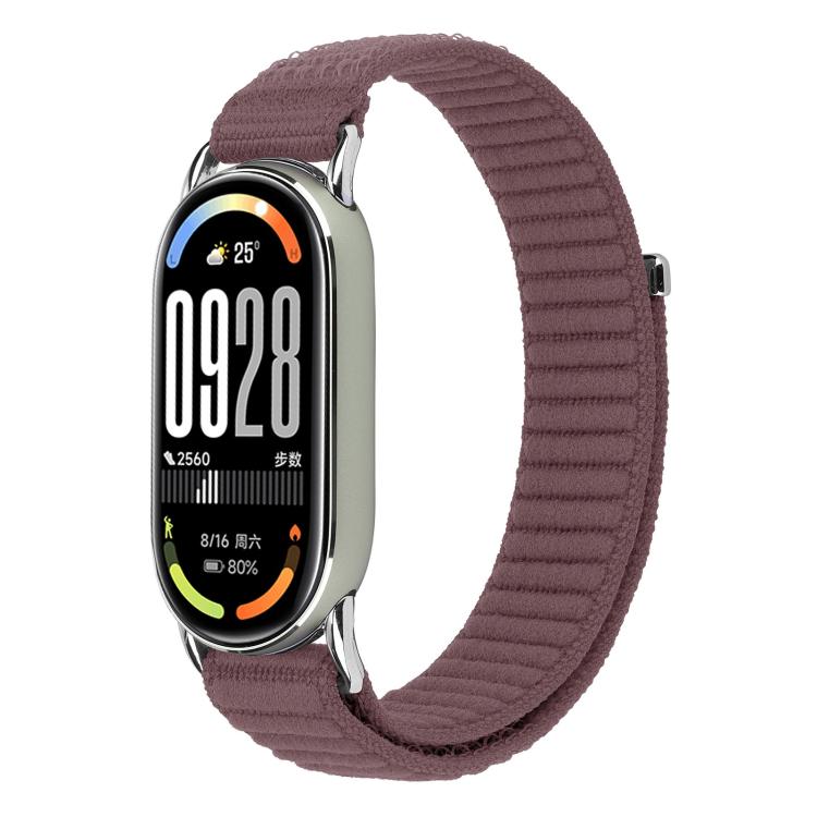 For Xiaomi Smart Band 10 / 9 / 8 xDfind Woven Nylon Hook And Loop Fastener Watch Band(Smoke Purple) by xDfind