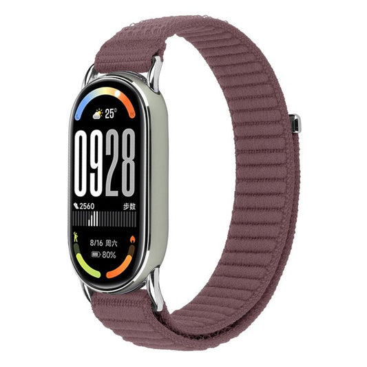 For Xiaomi Smart Band 10 / 9 / 8 xDfind Woven Nylon Hook And Loop Fastener Watch Band(Smoke Purple) by xDfind