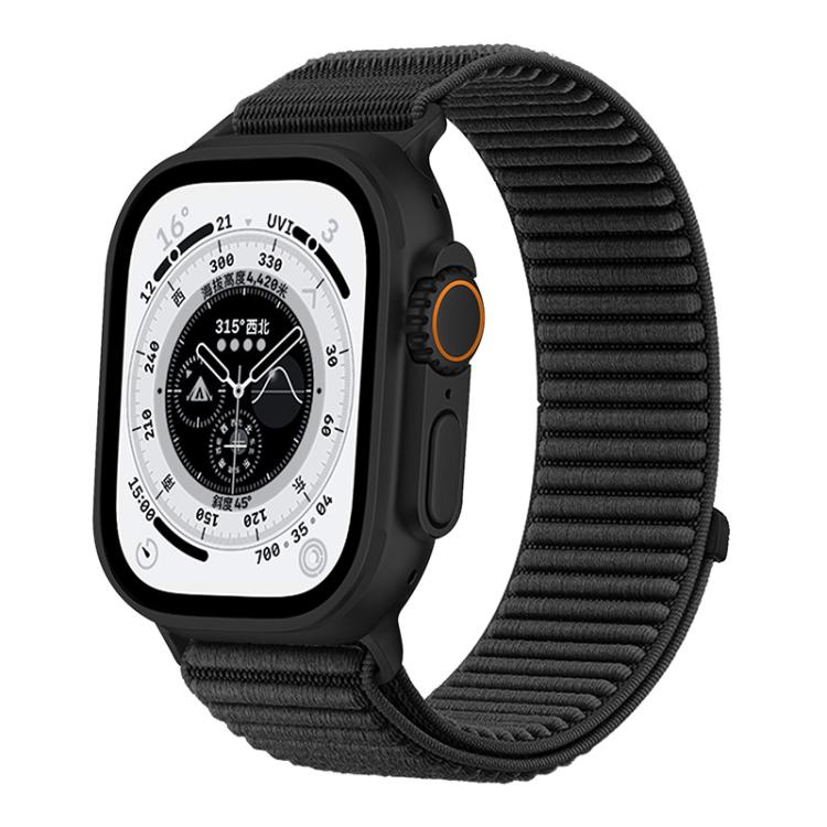 For Apple Watch 42 / 44 / 45 / 46 / 49mm xDfind Woven Nylon Hook And Loop Fastener Watch Band(Black) by xDfind