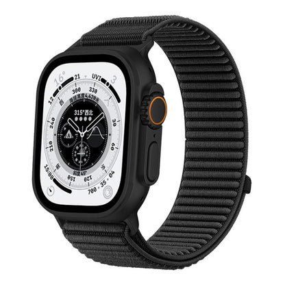 For Apple Watch 42 / 44 / 45 / 46 / 49mm xDfind Woven Nylon Hook And Loop Fastener Watch Band(Black) by xDfind