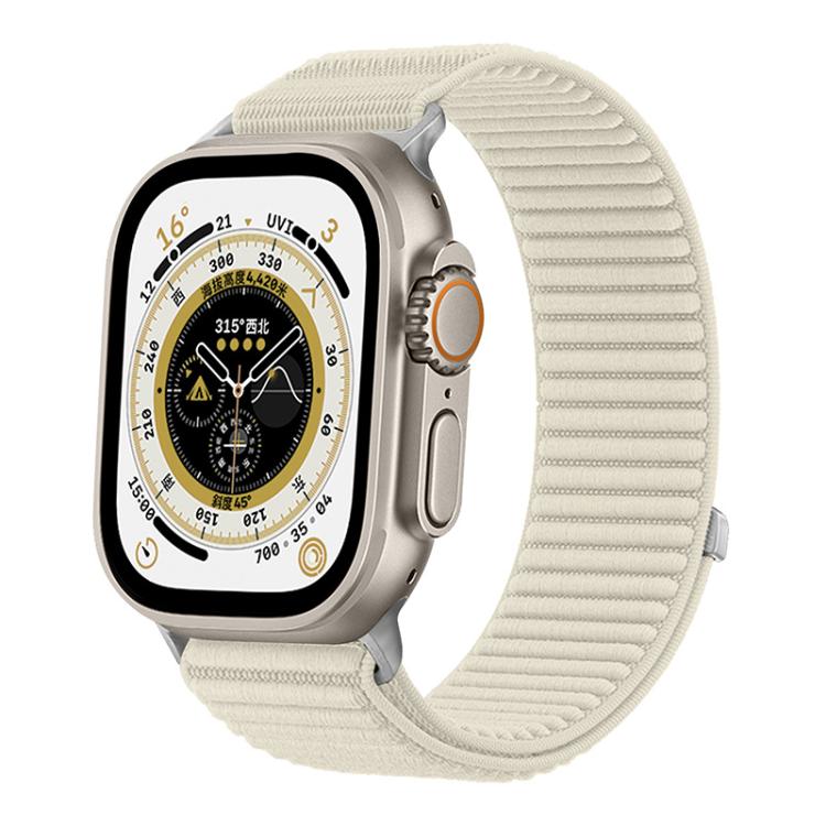 For Apple Watch 42 / 44 / 45 / 46 / 49mm xDfind Woven Nylon Hook And Loop Fastener Watch Band(Starlight) by xDfind