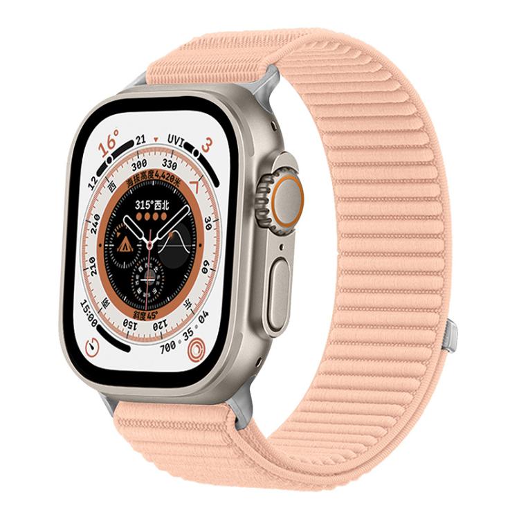 For Apple Watch 42 / 44 / 45 / 46 / 49mm xDfind Woven Nylon Hook And Loop Fastener Watch Band(Milkshake Pink) by xDfind