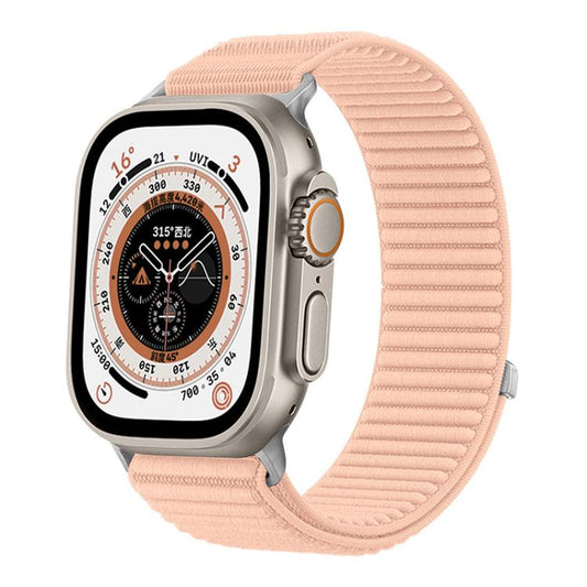 For Apple Watch 42 / 44 / 45 / 46 / 49mm xDfind Woven Nylon Hook And Loop Fastener Watch Band(Milkshake Pink) by xDfind