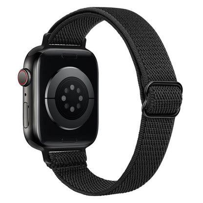 For Apple Watch 42 / 44 / 45 / 46 / 49mm xDfind Ladder Buckle Small Waist Elastic Nylon Watch Band(Black) by xDfind