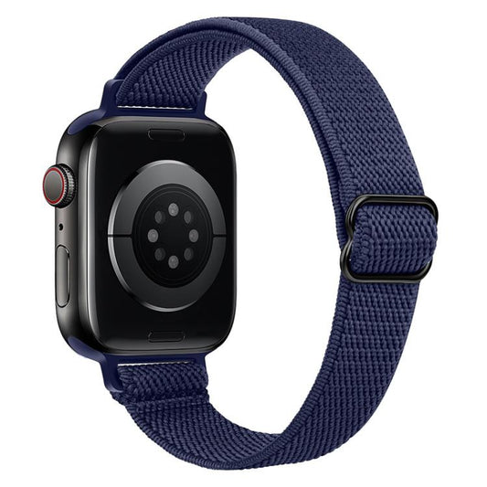 For Apple Watch 42 / 44 / 45 / 46 / 49mm xDfind Ladder Buckle Small Waist Elastic Nylon Watch Band(Navy Blue) by xDfind