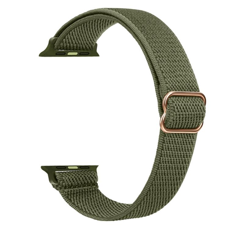 For Apple Watch 42 / 44 / 45 / 46 / 49mm xDfind Ladder Buckle Small Waist Elastic Nylon Watch Band(Olive Green) by xDfind