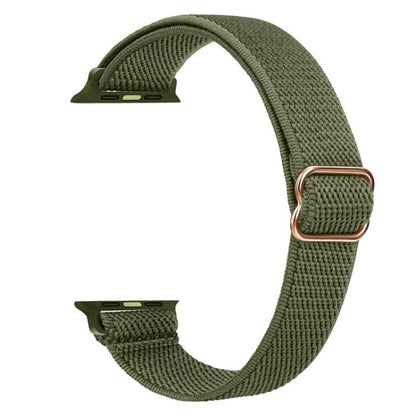 For Apple Watch 42 / 44 / 45 / 46 / 49mm xDfind Ladder Buckle Small Waist Elastic Nylon Watch Band(Olive Green) by xDfind
