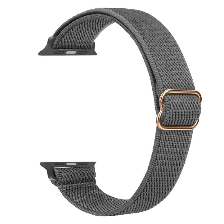 For Apple Watch 42 / 44 / 45 / 46 / 49mm xDfind Ladder Buckle Small Waist Elastic Nylon Watch Band(Dark Grey) by xDfind