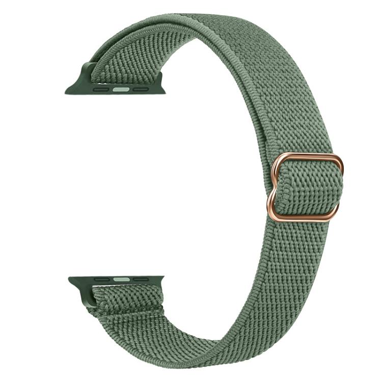 For Apple Watch 42 / 44 / 45 / 46 / 49mm xDfind Ladder Buckle Small Waist Elastic Nylon Watch Band(Pine Needle Green) by xDfind