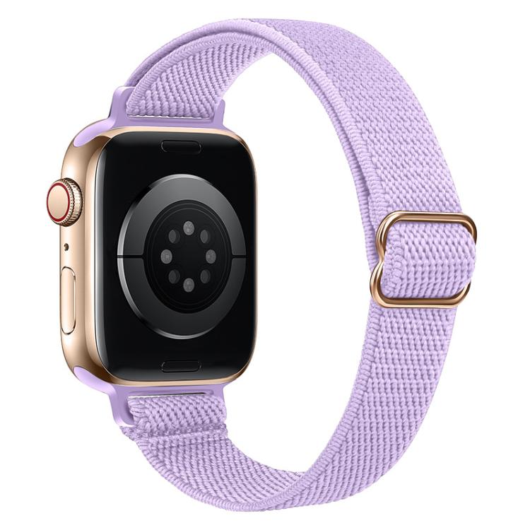 For Apple Watch 42 / 44 / 45 / 46 / 49mm xDfind Ladder Buckle Small Waist Elastic Nylon Watch Band(Lavender) by xDfind