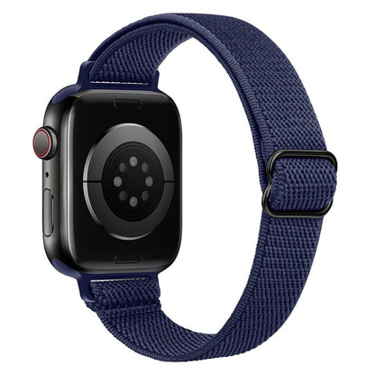 For Apple Watch 38 / 40 / 41 / S10 42mm xDfind Ladder Buckle Small Waist Elastic Nylon Watch Band(Navy Blue) by xDfind