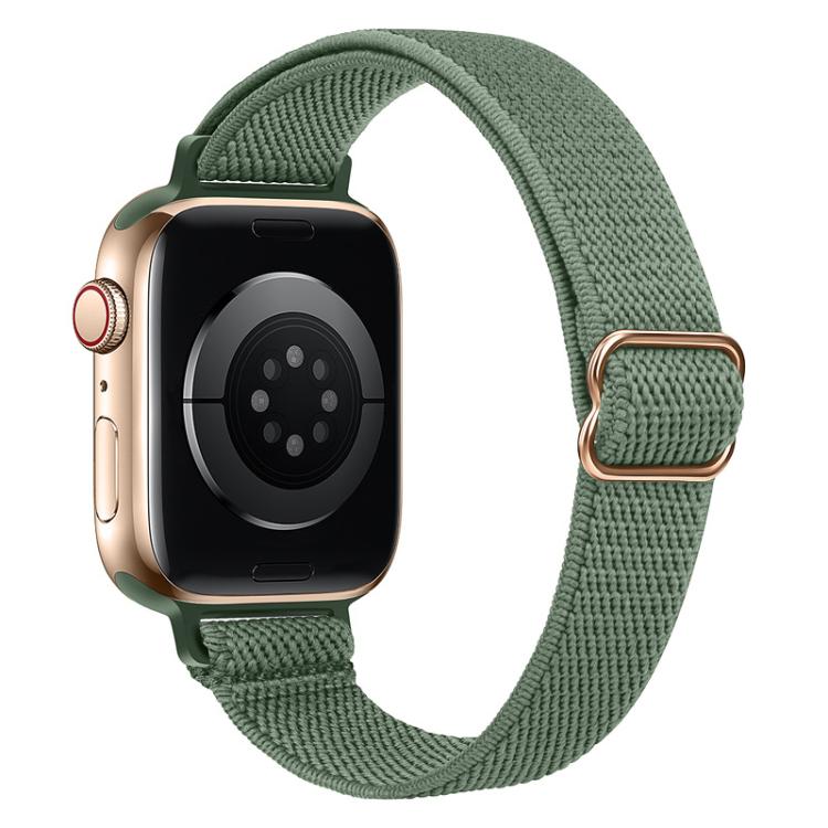 For Apple Watch 38 / 40 / 41 / S10 42mm xDfind Ladder Buckle Small Waist Elastic Nylon Watch Band(Pine Needle Green) by xDfind