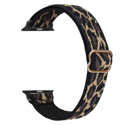 For Apple Watch 38 / 40 / 41 / S10 42mm xDfind Ladder Buckle Small Waist Elastic Nylon Watch Band(Yellow Leopard) by xDfind