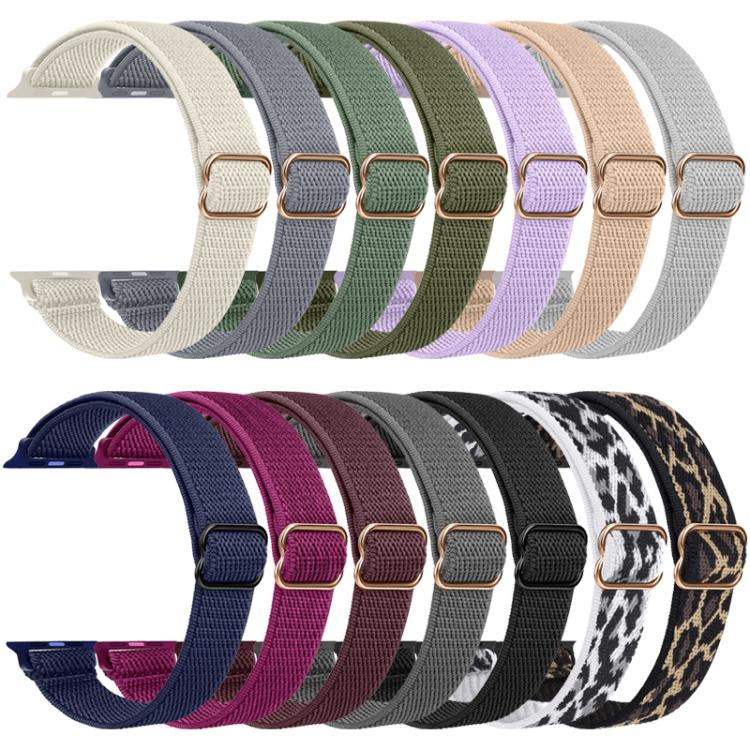 For Apple Watch 42 / 44 / 45 / 46 / 49mm xDfind Ladder Buckle Small Waist Elastic Nylon Watch Band(Pitaya) by xDfind