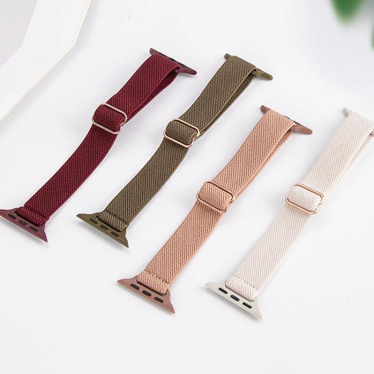 For Apple Watch 38 / 40 / 41 / S10 42mm xDfind Ladder Buckle Small Waist Elastic Nylon Watch Band(Pitaya) by xDfind
