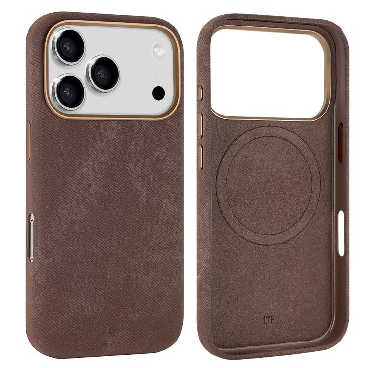 For iPhone 17 Pro Max VIETAO Retro Denim Texture PU Leather MagSafe Phone Case(Brown) by VIETAO