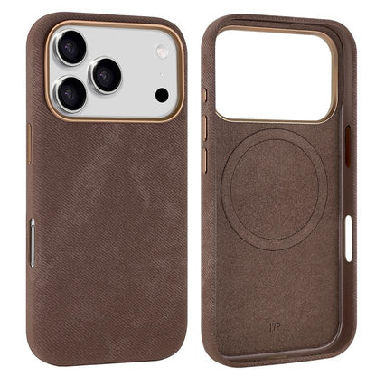 For iPhone 17 Pro VIETAO Retro Denim Texture PU Leather MagSafe Phone Case(Brown) by VIETAO
