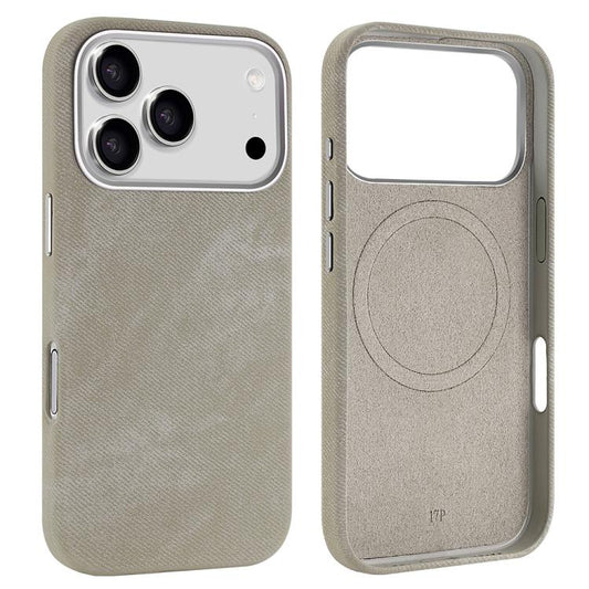For iPhone 17 Pro VIETAO Retro Denim Texture PU Leather MagSafe Phone Case(Silver Grey) by VIETAO
