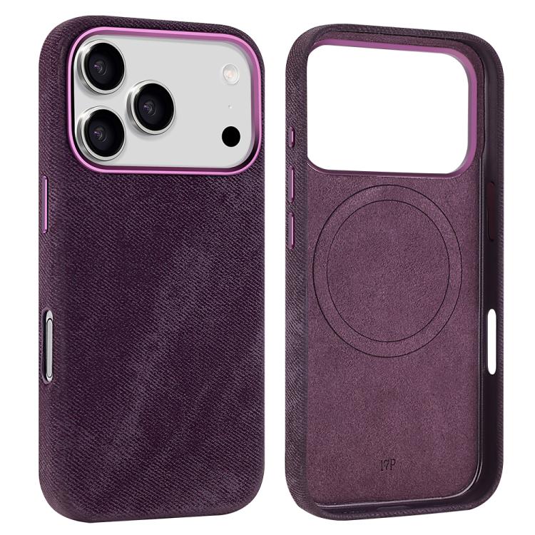 For iPhone 17 Pro VIETAO Retro Denim Texture PU Leather MagSafe Phone Case(Dark Purple) by VIETAO