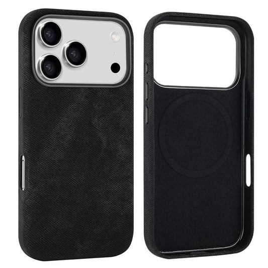 For iPhone 17 Pro VIETAO Retro Denim Texture PU Leather MagSafe Phone Case(Black) by VIETAO