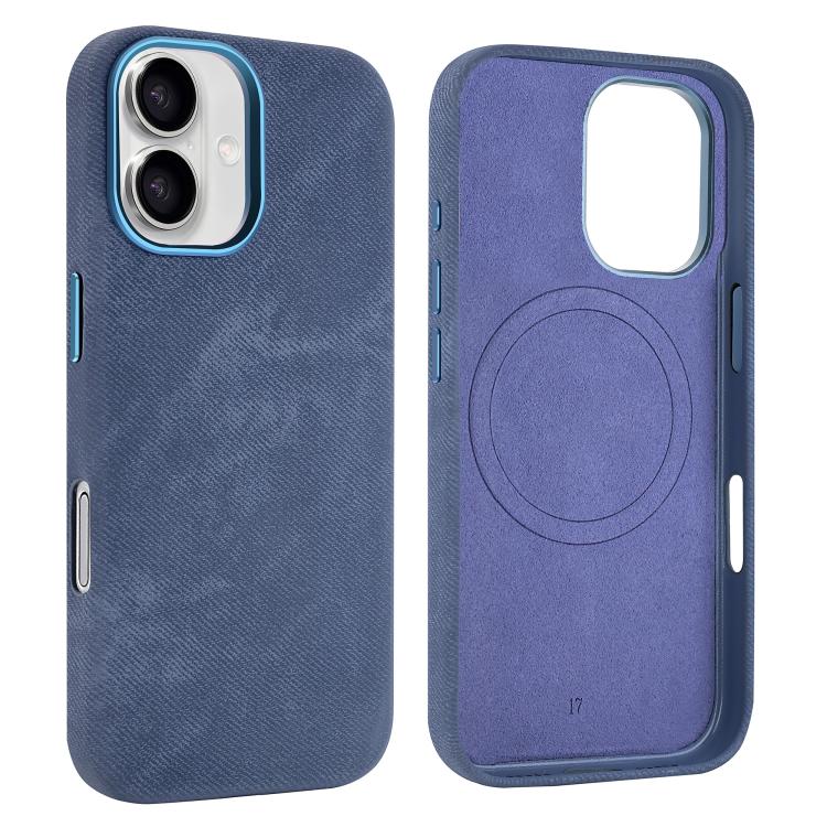 For iPhone 17 VIETAO Retro Denim Texture PU Leather MagSafe Phone Case(Dark Blue) by VIETAO