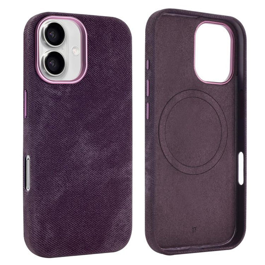 For iPhone 17 VIETAO Retro Denim Texture PU Leather MagSafe Phone Case(Dark Purple) by VIETAO